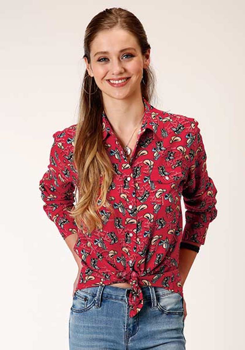 red snap shirt