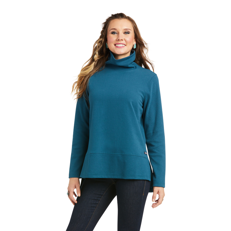 Ariat® REAL Women's Eurasian Teal Funnel Sweater | Dry Creek Western Wear