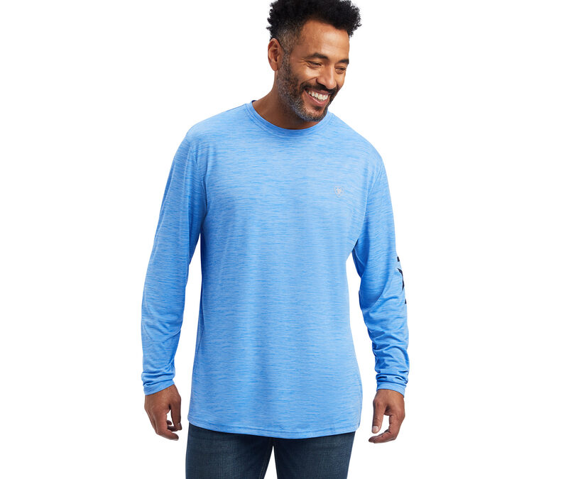 Ariat® Aegean Blue Charger Logo LS Men’s T-Shirt