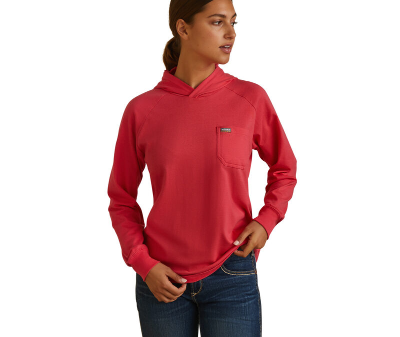 Ariat® Teaberry CottonStrong Rebar® Hooded LS Women’s T-Shirt