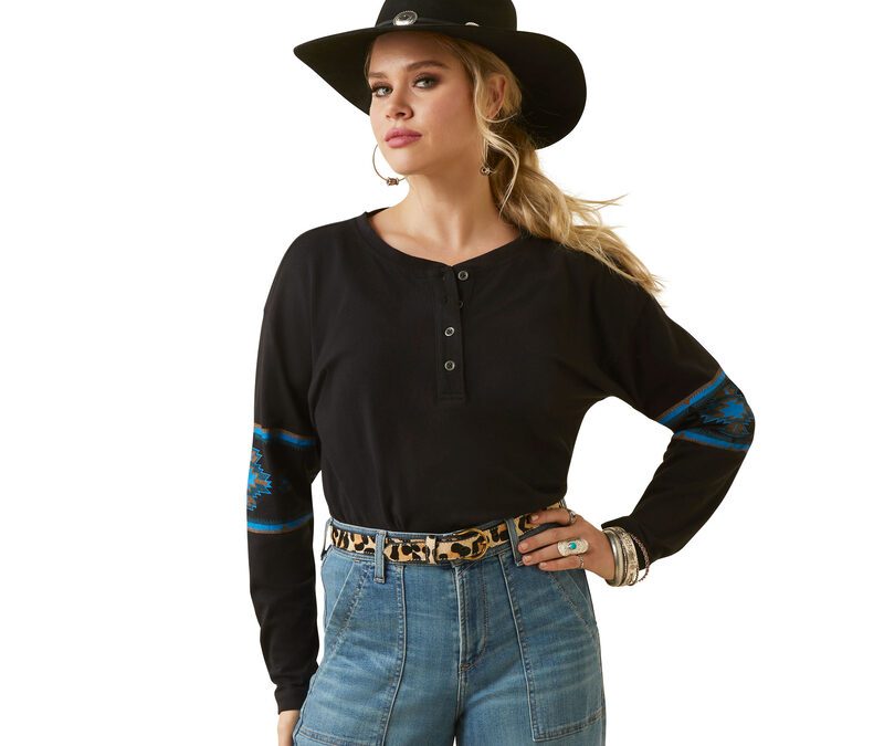 Ariat® Washed Black Relaxed Henley LS Women’s Shirt