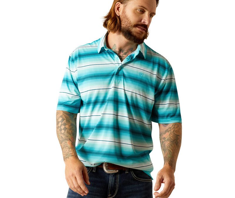 Ariat® Men’s All Over Peacock Blue Stripe Polo